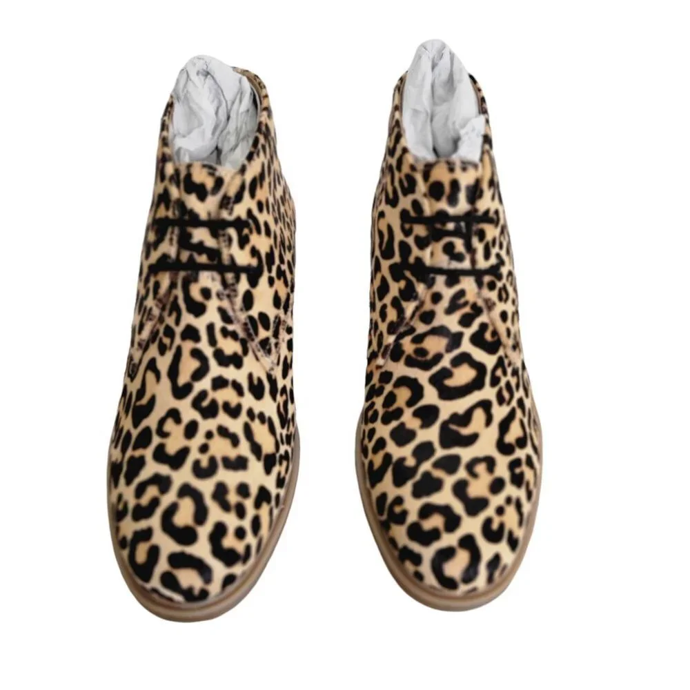 New - HUSH PUPPIES Haircalf Comfort Chukkas Leopard Women | 6.5